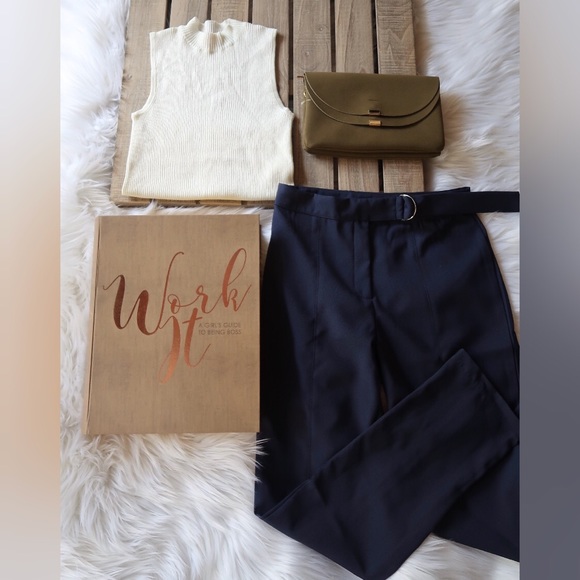 MEGHAN-Trouser Pants With Classy Split Front Hem - Picture 2 of 8